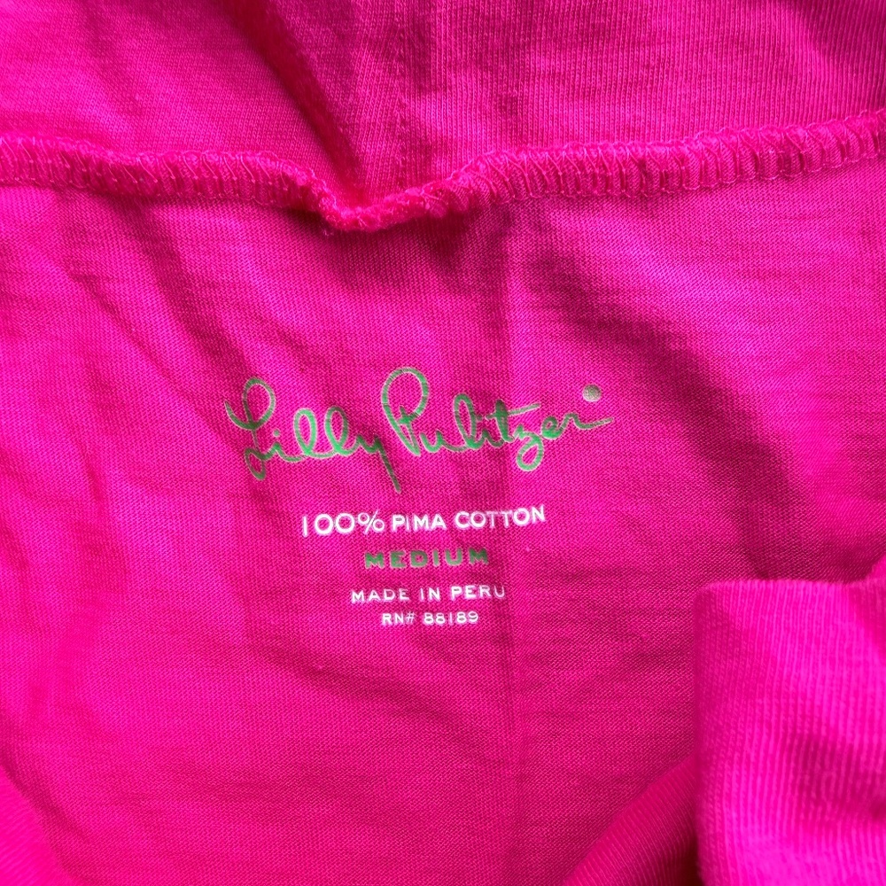 Lilly Pulitzer 100% Pima Cotton Sleeveless Hot Pink Top Size Medium - Picture 2 of 5